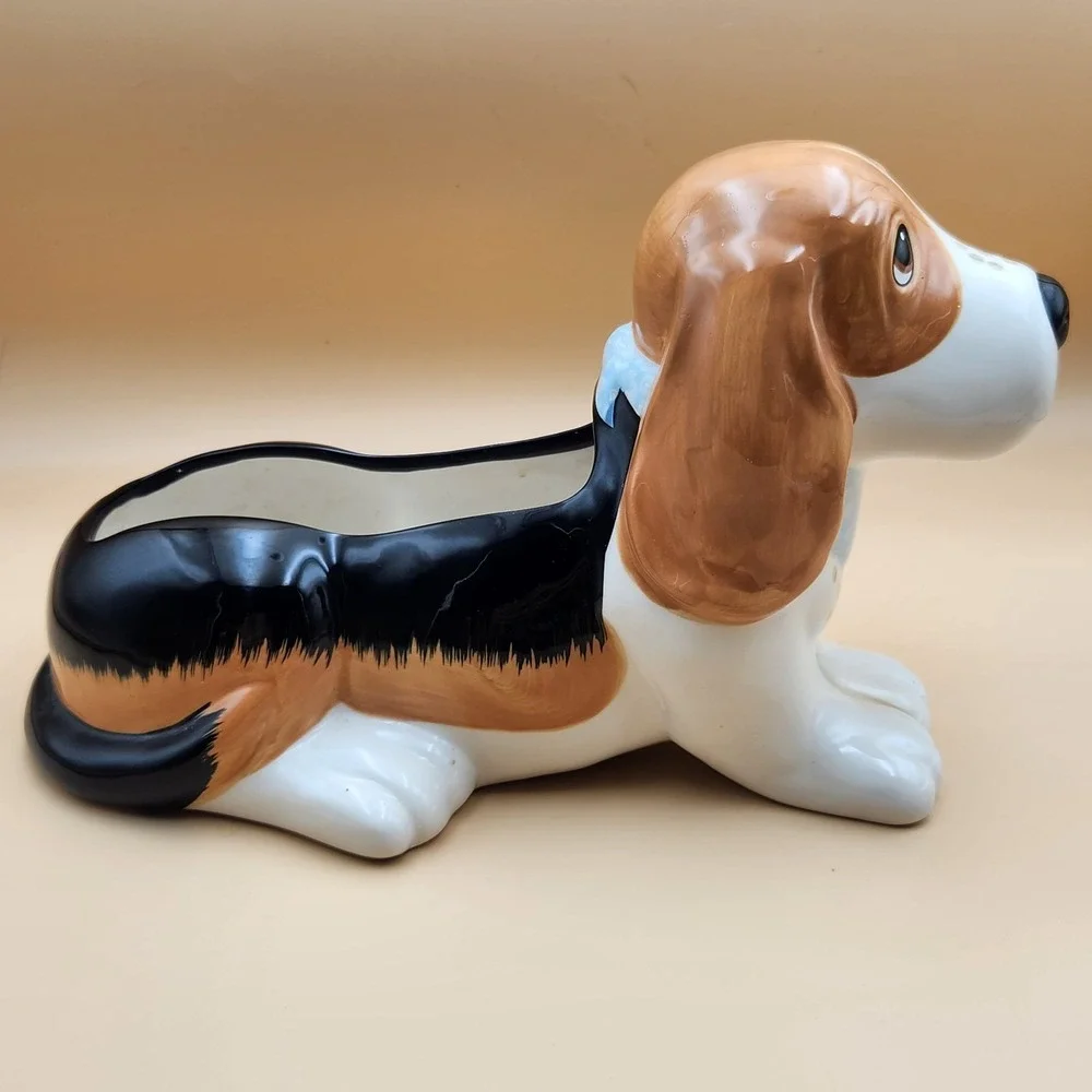 Pioneer Woman Charlie Basset Hound Dog Ceramic Stoneware Flower Pot Planter 12